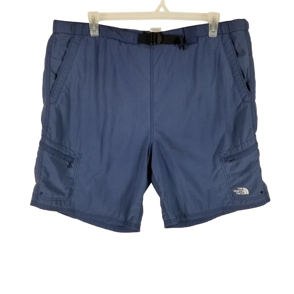 The North Face Cargo Shorts Mens XL Blue Belted Hiking Nylon Utility Summer
